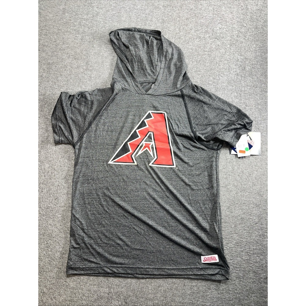 Arizona Diamondbacks stitches short sleeve hoodie Heather Black Youth Size XL